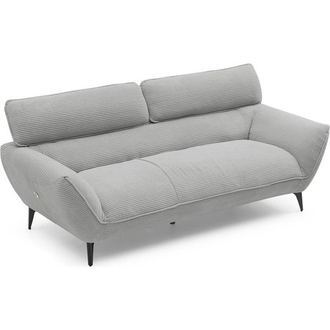 Canapé 3 places en Velours Côtelé "Genny" 198cm Gris (1/5)