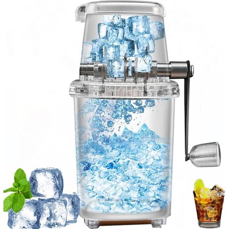 Trituradora de hielo manual – Trituradora de hielo rotativa manual para cócteles, granizados y frappés, trituradora de hielo cromada para té helado y café, capacidad de 1,25 L. (1/5)