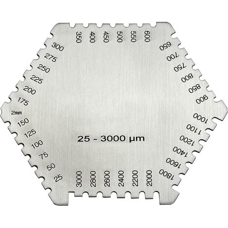 Jauge Épaisseur Hexagonale - 1 Pièce - Acier Inoxydable - Mesure Film Humide 25-3000 µm - Peinture Vernis Adhésif (1/5)