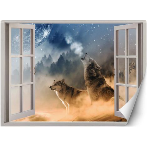 Papier peint loups hurlants - 210 x 150 cm (1/4)