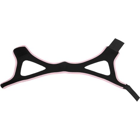 Mentonnière anti-ronflement réglable et respirante, ceinture de soutien de la mâchoire (noire avec bordure rose)