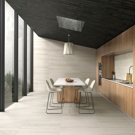 Grès cérame - PURE TRAVERTINE - IVORY - Poli brillant - 88,8x44,3x1cm
