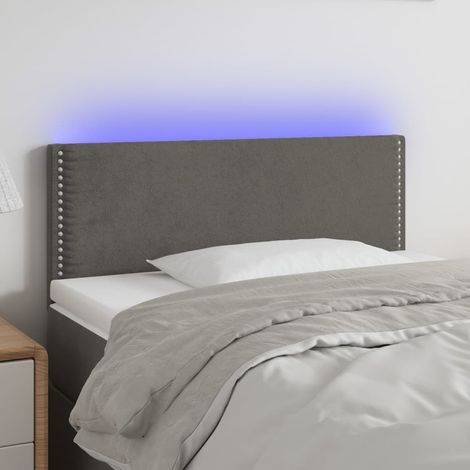 Tête de lit à LED - Design industriel - Pour Lit adulte - Gris foncé 90x5x78/88 cm Velours Chic-311590 (1/5)