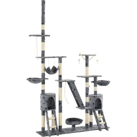 Arbres à chat et griffoirs 230-250 cm, motif empreintes de pattes grises
