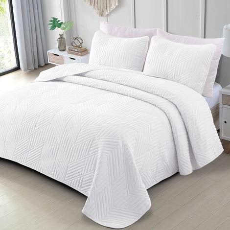 Couvre-Lit Quilt Matelassé, 260x280 cm, Blanc (1/5)