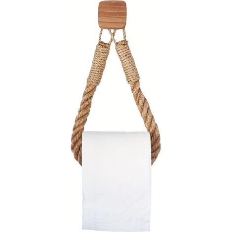 royaluxe - Porte-papier toilette en corde de chanvre, porte-rouleau de papier de salle de bain en corde tressée, porte-serviettes, sans perforation (1/5)