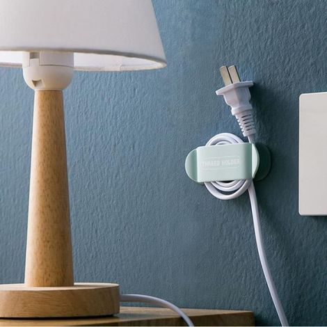 Support mural - Enrouleur de câble - Fixation auto-adhésive sans perçage - Pour câbles USB et prises électriques - 1 pièce (1/4)