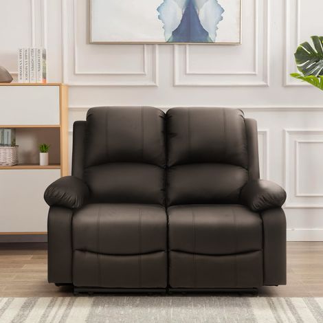 Milan 2 Seater Brown PU Leather recliner Sofa