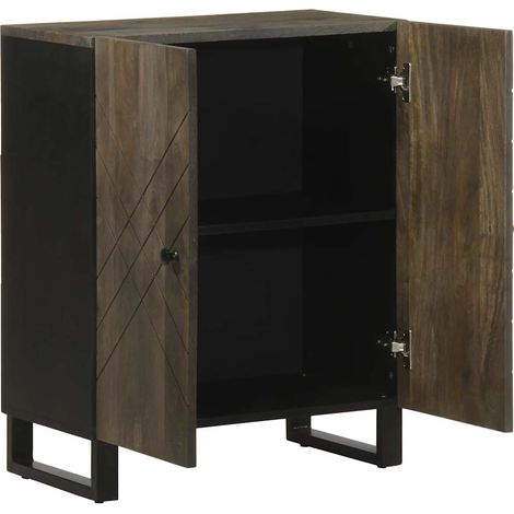 Buffet，Bahut，Meuble de Rangement noir 60x33x75 cm bois massif de manguier CFW46334 (1/5)
