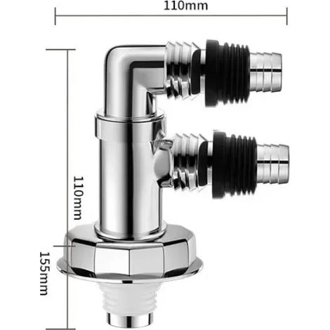 (F type rotary tee)Washing Machine Universal Floor Drain Joint Sewer Tee Double Purpose Pipe Connector Dishwasher Hose Adapter Disposer Trap Tool (1/4)