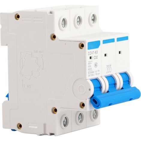 Disjoncteur de Courant de Protection DZ47-63 3P 32A 400V, Disjoncteur Disjoncteur Miniature Disjoncteur de Fuite à la Terre. (1/5)