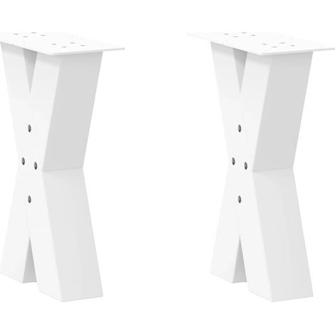 Couchtischbeine X-Form 2 Stk. Weiß 28x(42-43) cm Stahl