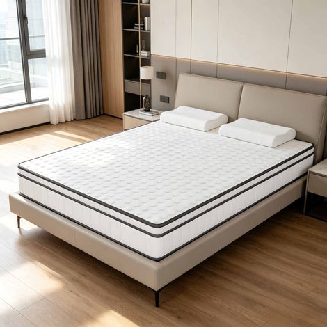 Matelas en mousse à mémoire de forme 90 x 200 cm – Ergonomique – Ressorts ensachés individuellement 7 zones – Niveau de confort H2 – 25 cm d'épaisseur (1/5)