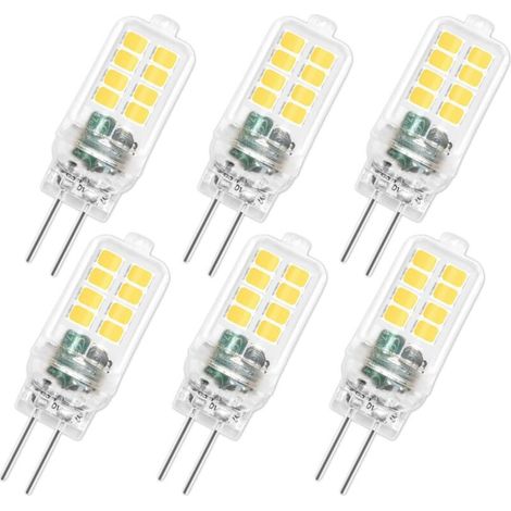 G4 12V 3W LED-Lampe, nicht dimmbar, 16 SMD, 300 lm, Kaltweiß (6000 K), entspricht einer 25W G4-Halogenlampe, G4-LED-Lampe für Kronleuchter, Gartenbeleuchtung, Schrankbeleuchtung, Schlafzimmer, 6er-Pac