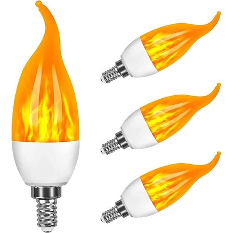Ampoules à Flamme 4 Pièces,E14 LED Ampoule Flamme à 3 Modes D'éclairage,Ampoules Décoratives avec Effet Flamme de Mates pour Intérieur/Extérieur/Noël/Maison/Jardin/Restaurants/Fête (1/5)
