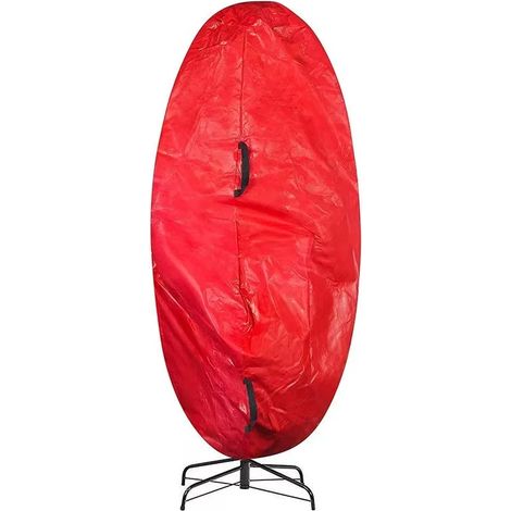 (Rouge, 76x152cm) Sac de rangement vertical pour sapin de Noël, en tissu Oxford, résistant aux déchirures et ajustable. (1/2)