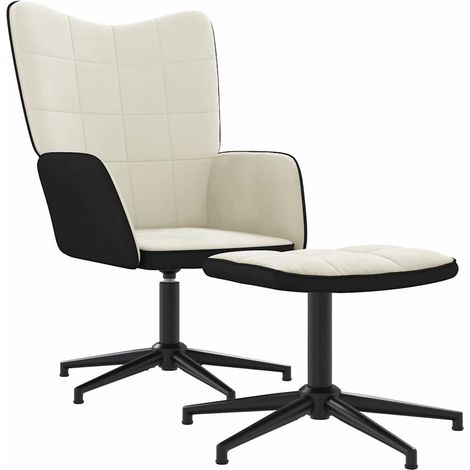 Maison Exclusive - Relaxsessel mit Hocker Cremeweiß Samt und PVC (1/5)