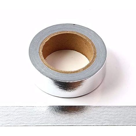 Ruban Adhésif Washi - 1 Rouleau - Papier - Décoratif - Scrapbooking - 15 mm x 10 m - Argenté