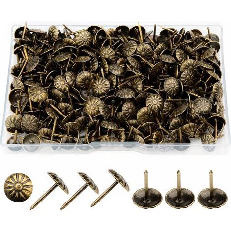 Lot de 300 Punaises Vintage, Punaises décoratives pour décorer les canapés, portes et meubles - 11 x 17 mm/0,43 x 0,66 Pouces (Patine Verte)-Chrom (1/5)