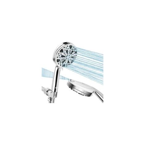 Ducha de mano, cabezal de ducha de alta presión de 5,1 a 10 pulgadas con manguera (manguera de ducha de 1,5 m de largo / boquilla antiobstrucción / alta presión / cabezal de ducha grande) Power Wash S (1/4)