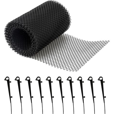 Grille de protection anti-feuilles pour gouttières, 6 m x 15 cm, avec 10 pinces, grille de gouttière, gouttières pour maisons, abris de voiture, écurie, gouttières (1/5)