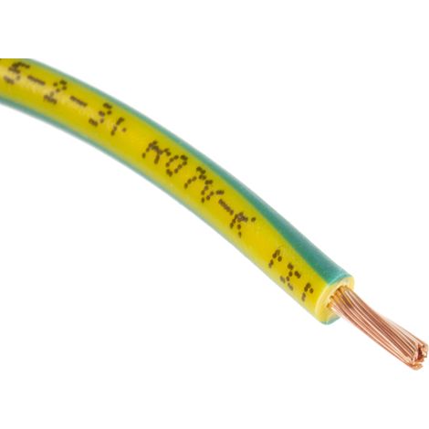 Câble d'alimentation RS PRO 1G1,5 mm², gaine PVC Vert/Jaune, Retardant à la flamme, 100m ( Prix pour Bobine de 100 Mètres ) (1/2)