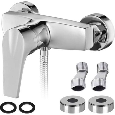 Robinet de douche mitigeur monocommande : mitigeur douche, robinet de douche montage mural, robinet douche avec bec G ½, robinet pour salle de bain (1/5)