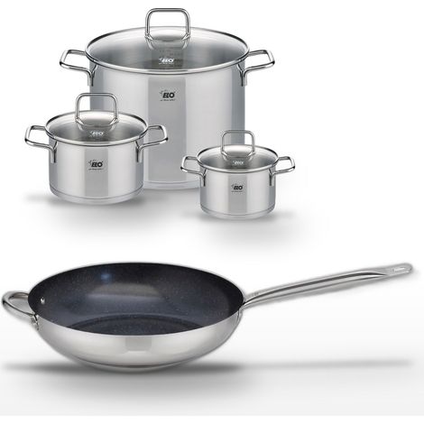 Lot Poêle 32 cm Profi Therm Platinum et 3 Faitouts Elo (1/5)