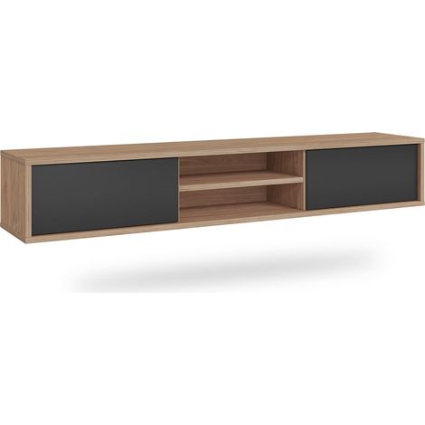 Mueble TV 2 puertas 180 cm Idra Madera y Gris (1/5)