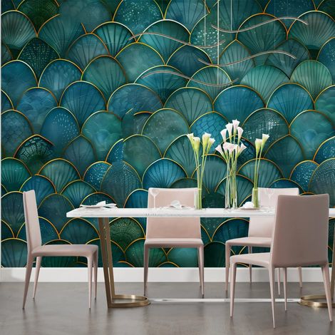 Papier Peint Art & Déco – Écailles Émeraude - 150 x 250 cm (1/2)