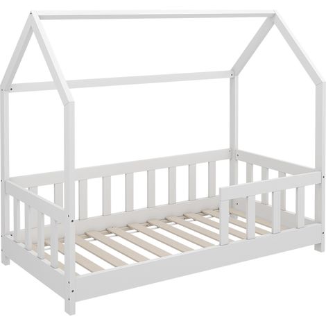 Cama en forma de casa Michelle, Blanco, 70x140 cm con protección contra caídas, Vitalispa (1/5)