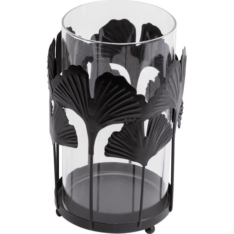 TrendLine Deko Windlicht Metall 16 cm schwarz Gingko Dekofigur (1/2)
