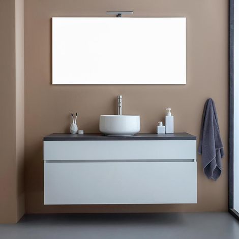 Mueble De Baño Bajo Lavabo 120Cm Blanco Madera Con Encimera Antracita  Sole (1/5)