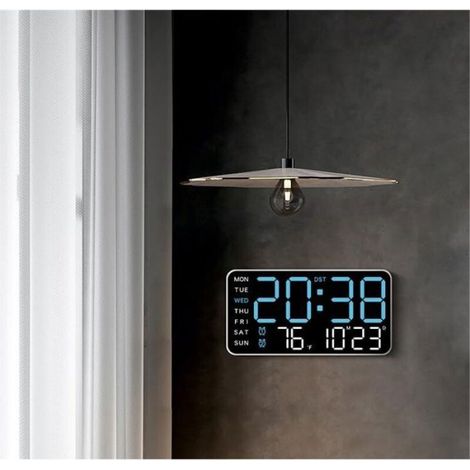 Horloge murale numérique - - - Affichage LED - Double alarme (jours ouvrables) - Température & humidité (1/4)