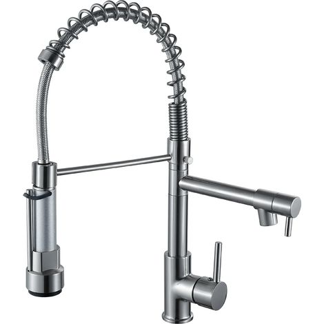 (8100N-G3/8) Robinet de cuisine avec douchette extractible, bec haut, poignée unique, ressort. (1/5)