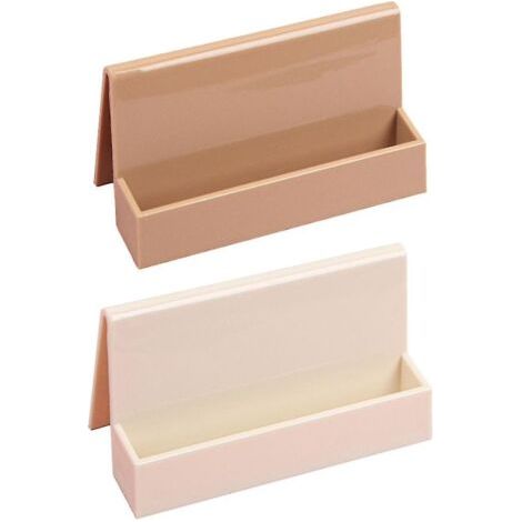 Lot de 2 porte-cartes de visite pour bureau, support vertical en plastique pour cartes de visite, 11,2 x 5,8 x 4,3 cm