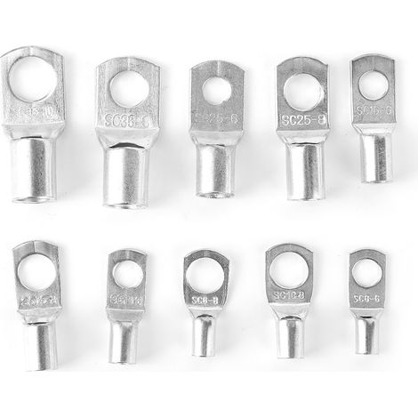 100pcs Bornes SC Cuivre Rouge Étamé, Cosses Électriques pour Câbles, Insertion Facile, Lot pour Auto Bateaux (1/5)