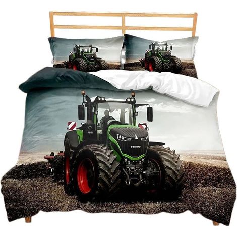 Ensemble de literie pour tracteur, impression 3D, microfibre, noir, vert, rouge, bleu et marron. ZQ91062-245X210cm ensemble trois pièces (1/2)