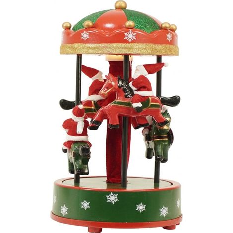 Carosello Natalizio Giostra grande H60 cm con Luci e Movimento carillon Rotante Giostrina Cavallucci e Babbo Natale Verde Rosso Oro Decorazione per Casa Allestimenti e Vetrine idea regalo natalizia (1/5)