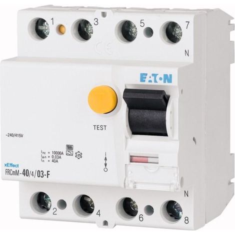 Interrupteur différentiel 40A 4p 100mA type G/F 000187415 EATON FRCMM 40/4/01 G/F