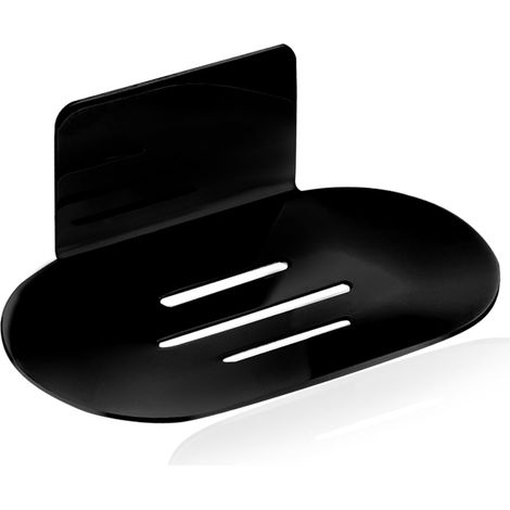 Porte-savon en acier inoxydable pour douche, noir mat, sans perçage, 1 pièce (1/5)