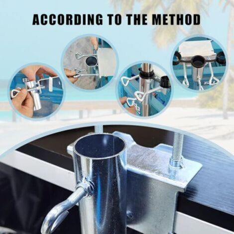 Verstellbarer Sonnenschirmhalter für Balkon und Terrasse – Sonnenschirmklemme – Sonnenschirmständer für Balkon und Terrasse – Sonnenschirmhalter für Outdoor-Veranstaltungen, Camping, Silber, Groß (1/5)