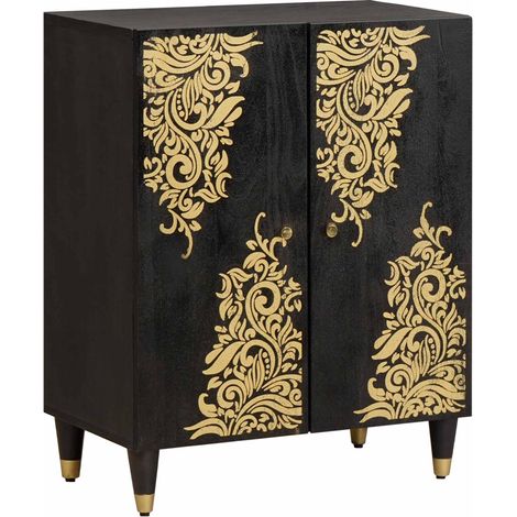 vidaXL  Sideboard  Black 60 x 33 x 75 cm Solid Mango Wood