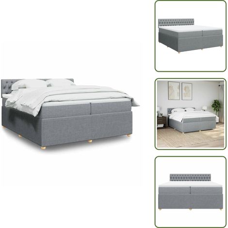 Sommier à lattes de lit avec matelas Gris clair 200x200cm Tissu - Sommier À Lattes De Lit - Sommiers À Lattes De Lit - Lit - Meuble De Chambre À Coucher (1/5)
