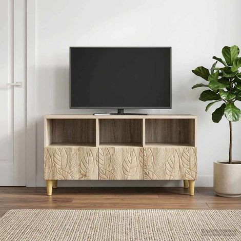 Meuble TV vintage 3 tiroirs chêne sonoma en bois d’ingénierie 102 x 34,5 x 50 cm - PANGIVO (1/5)