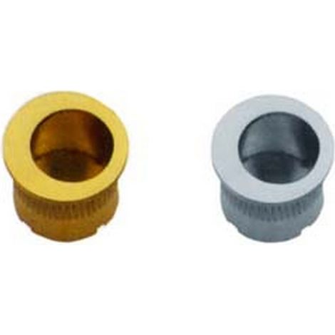 6PZ MANIGLIETTA DITALE TONDA AD INCASSO SENZA FORO OTTONE  mm25 ottone cromo