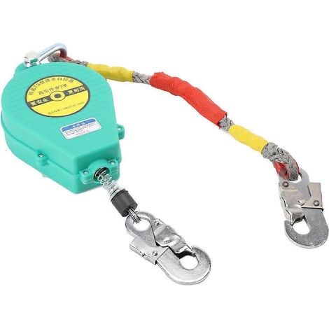Ligne de vie autorétractable 150 kg antichute haute altitude avec mousqueton en acier 7 m (23 pi) verte (1/5)