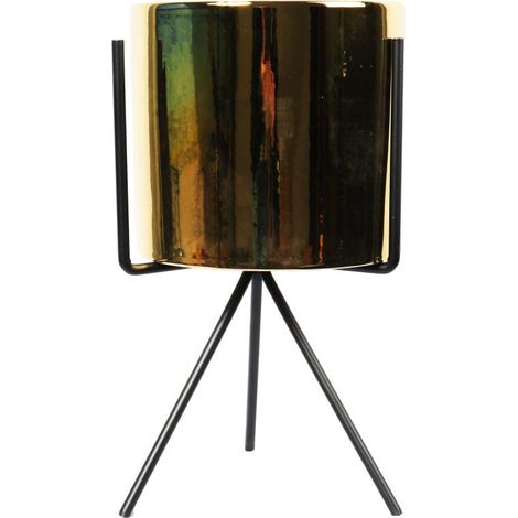 Coperchio in ceramica dorata su treppiede in metallo 30x16 cm (1/5)