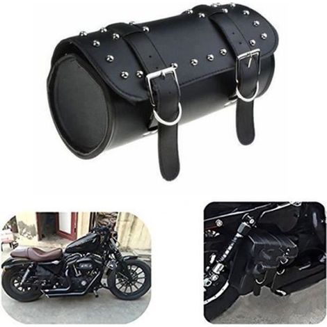 Sacoche moto - Harley Davidson - Tonneau - Cuir - 31x13 cm - Universelle (1/4)