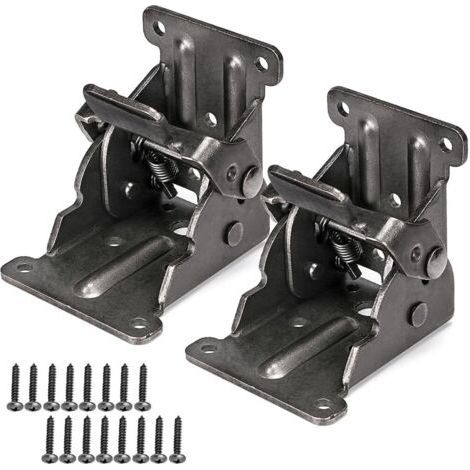 2 Folding Hinges with Locking System, Folding Brackets for Table, Workbench, Folding Platform (1/4)